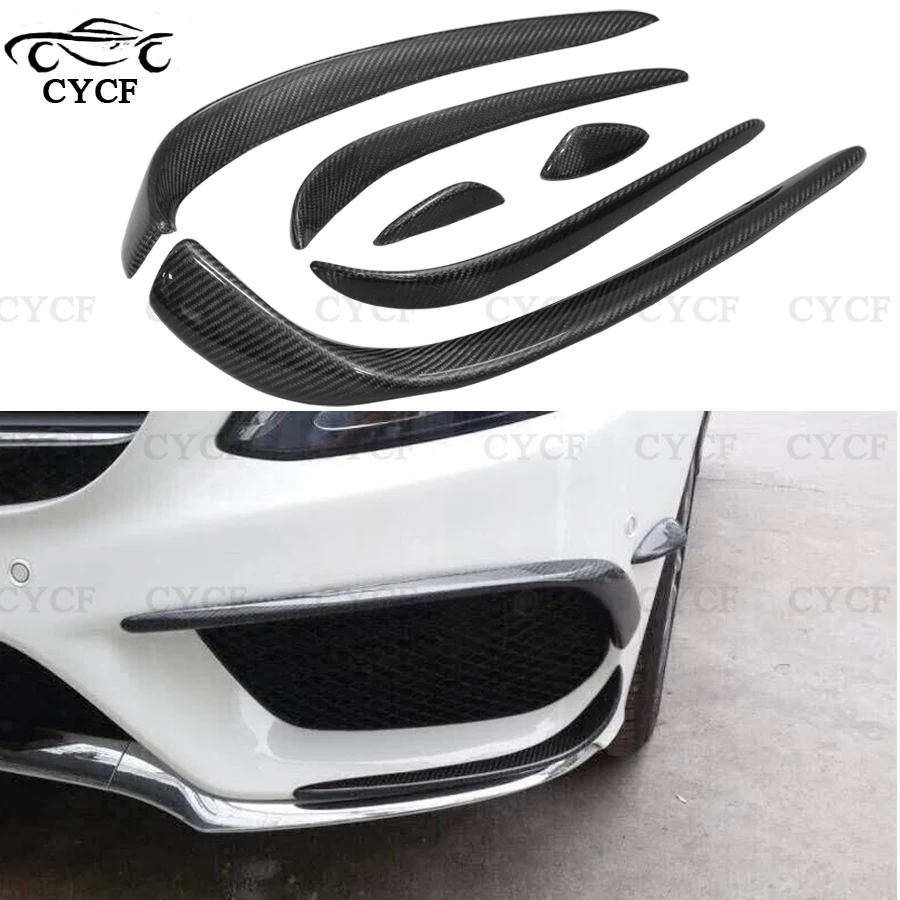 

For Mercedes-Benz C-Class W205 2015-2018 Carbon Fibre Front Bumper Spacer Decorative Wind Blade Auto Accessories