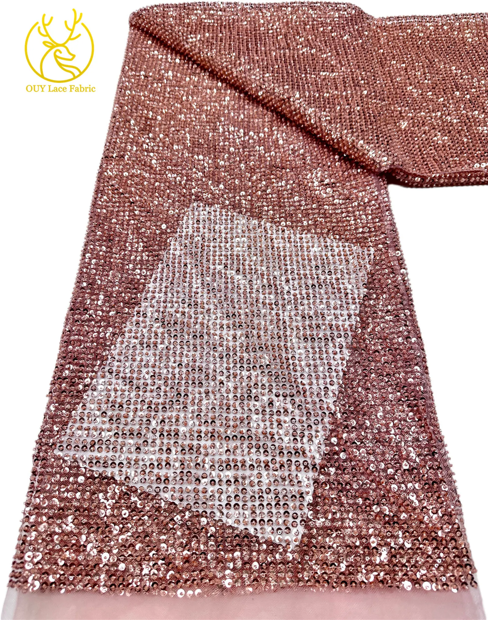 Eleganter französischer Mesh-Tüll-Spitzenstoff 2026 Nigerianischer vollständig perlenbesetzter runder Pailletten-Spitzenstoff für luxuriöse Abendkleider und Hochzeitsfeiern – Detail 21