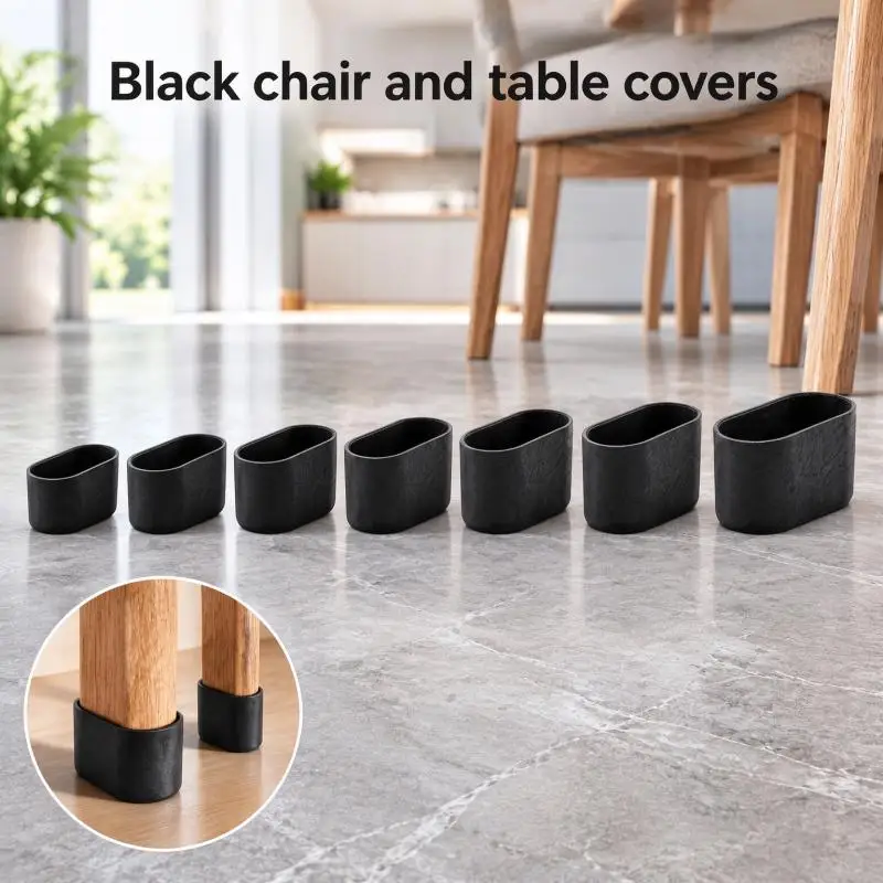 4/8/12/20pcs Rubber Chair Leg Cap Oval Covers Furniture Table Feet Floor Protectors Furniture Cups Home Accessories And Parts