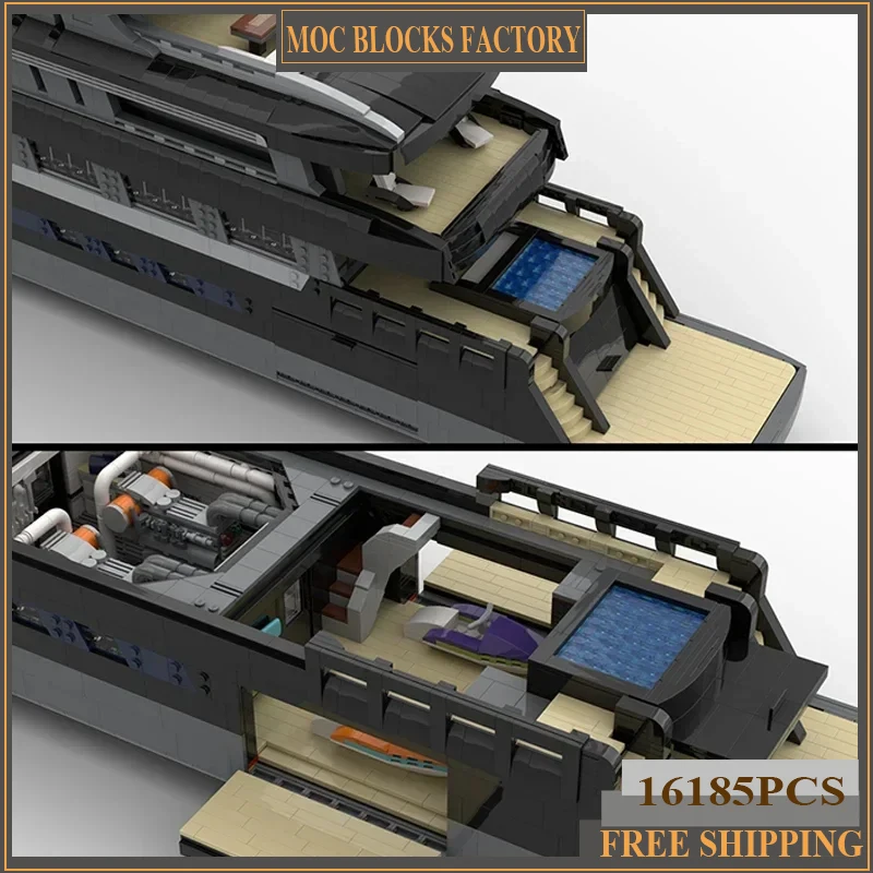 

Moc Building Bricks Boat Model Large Luxury Yacht Mini scale Technology Modular Blocks Gifts Toys For DIY Sets Assembly