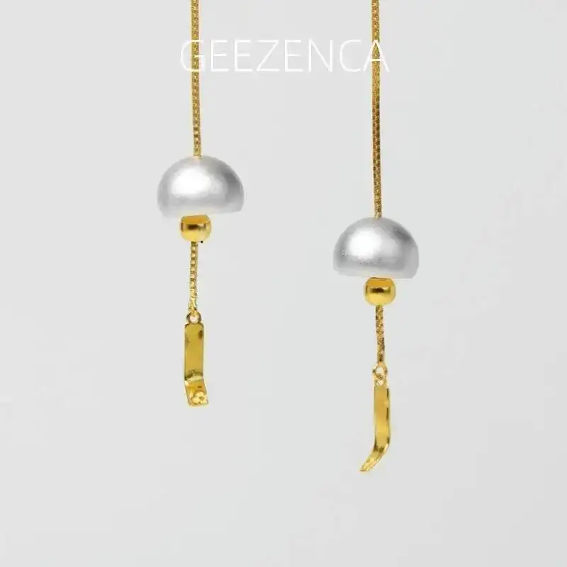 

GEEZENCA 925 пробы серебряные двухцветные ветряные подвески для женщин серьги-подвески в форме длинные серьги 2024 новый подарок