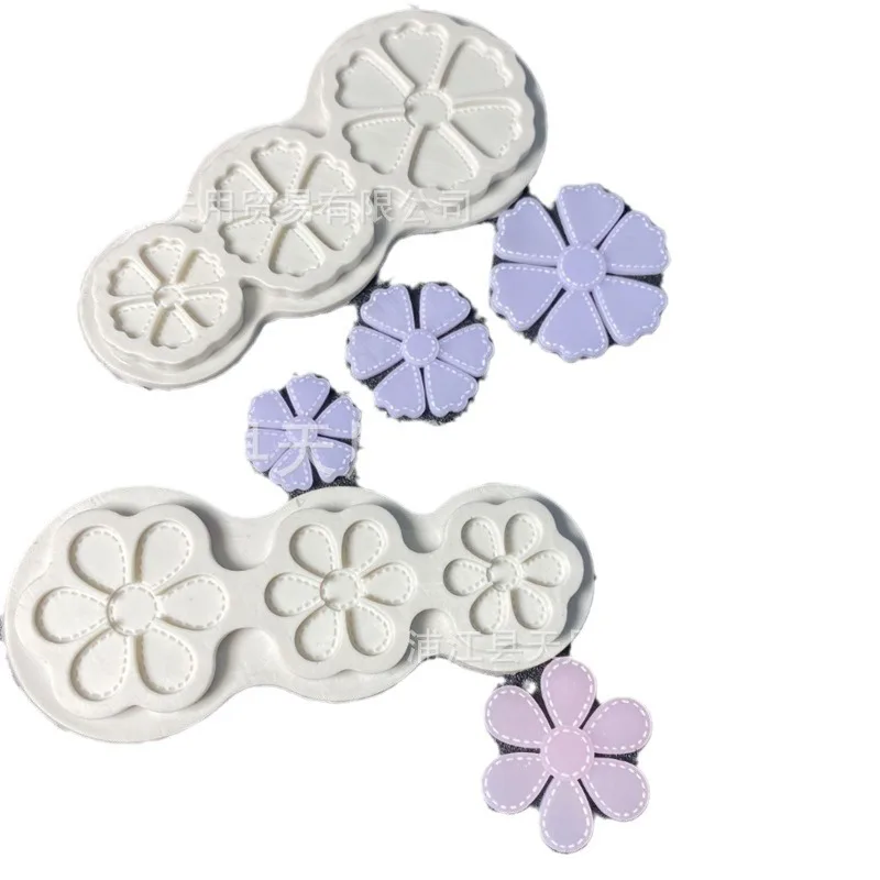 Six-valve Flower Epoxy Rubber Decorative Silicone Mold Mobile Phone Case Cream Shell Accessories, Cake Decorative Mould 15-789