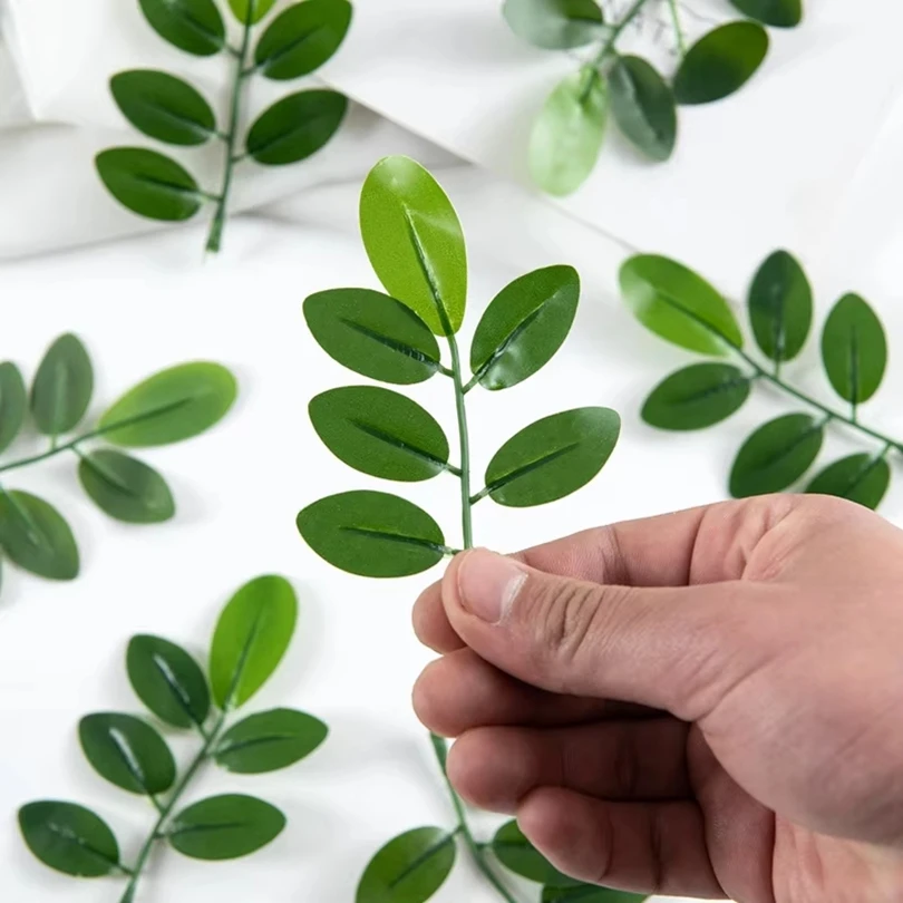 

10/30 Pcs Green Foliage Artificial Plants DIY Home Box Christmas Garland Accessory Wedding Outdoor Garden Arch Decorations Cheap