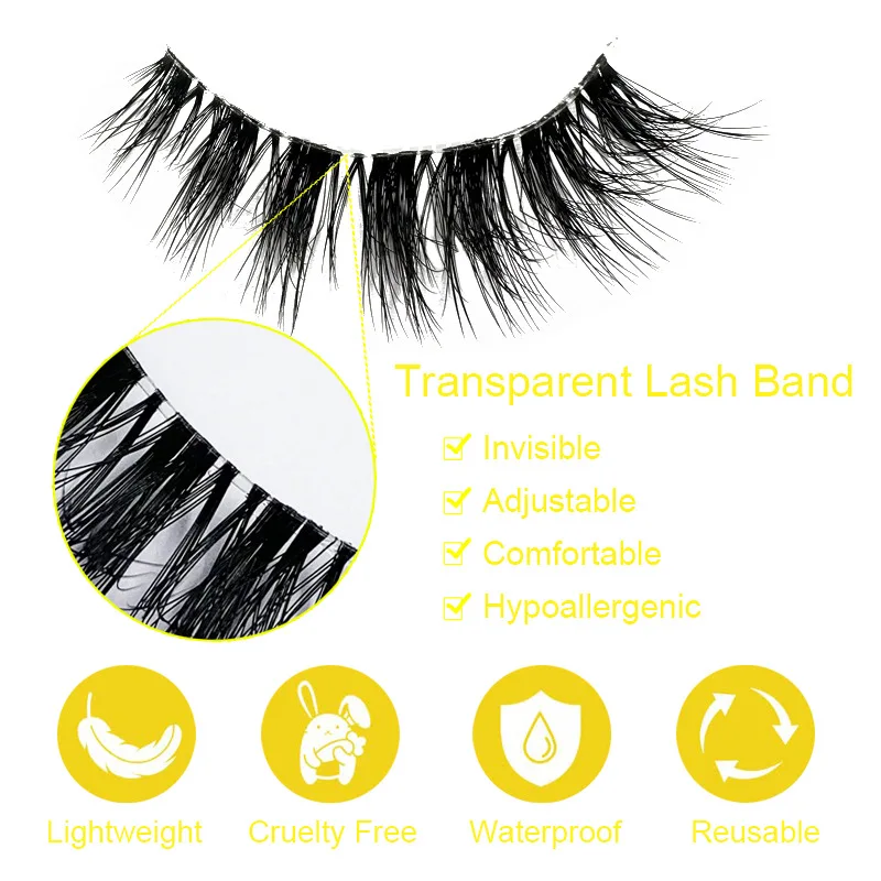 Nuovo 10 paia fascia trasparente Manga Lashes Cat eye Eyelashes 3D Natural False Lashes Fluffy Soft Wispy Eyelash Extension Makeup