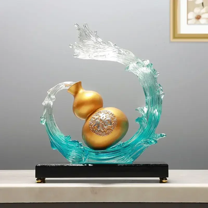

Lucky Carp Gourd Sculpture Decoration Office Desktop Decoration Creative Resin Crafts Statue Chinese Wedding and New Year Gift