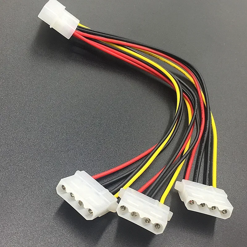 4Pin IDE Power Cables HY1578 4 Pin Molex Male To 3 Port Molex IDE Female Power Supply Splitter Adapter Cable