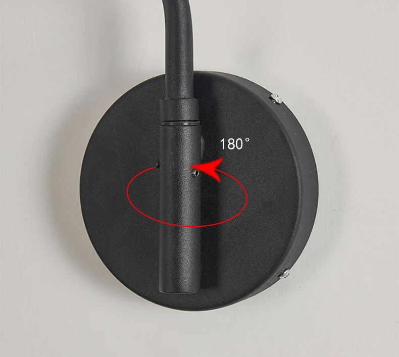 Black Metal Wall Light For Bedroom Bedside Reading Long Arm