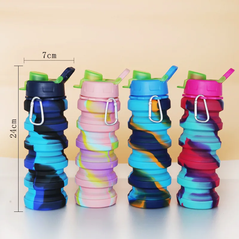 Outdoor Sports Silicone Folding Water Cup Camouflage Creative Cycling Travel Children Portable Water Bottle