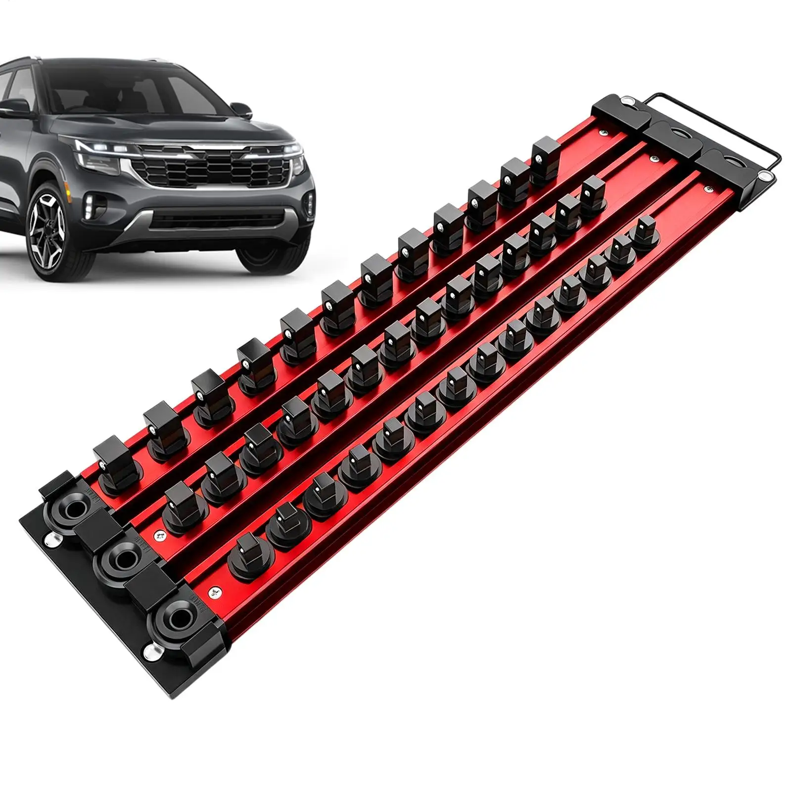 Socket Organizer 40-Clip Magnetic Tool Storage Sliding Rail Socket Rail Organizer for Garage Basement Toolhouse Workshop Home