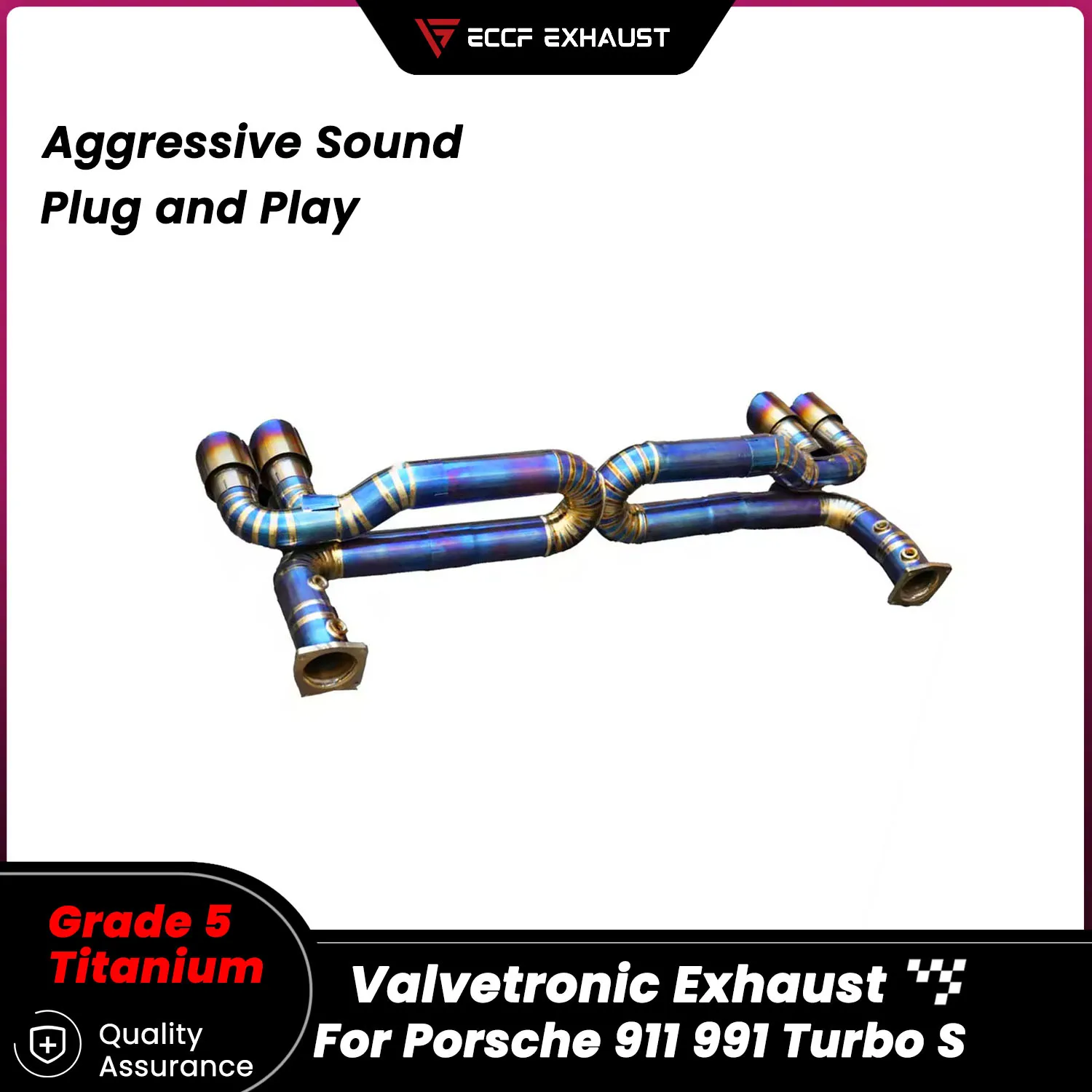

Sporty TItanium Catback Exhaust for Porsche 911 991 Turbo S Freely Adjustable Sound Control Easy Installation