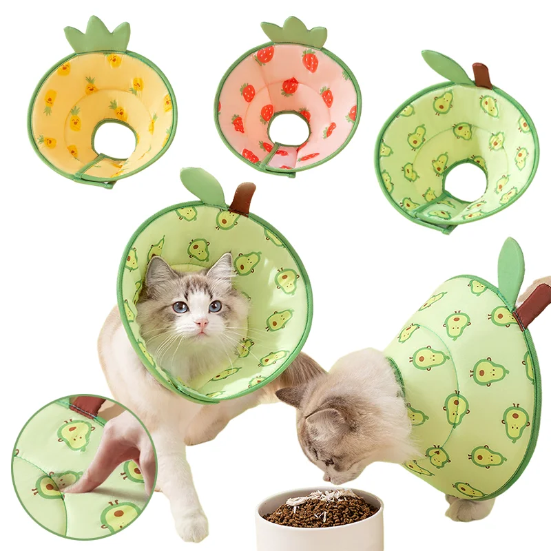 Adjustable Elizabethan Collar for Dogs Cartoon Fruit Shape Pet Dog Cat Soft Padded Recovery Collar Anti-Lick Protective Wound