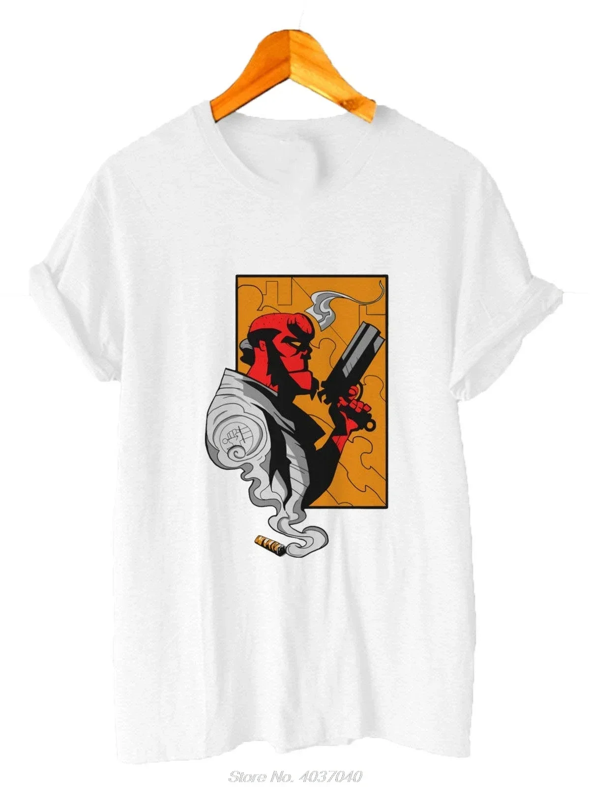 Camiseta informal de manga corta para hombre, Camisa de algodón de Hellboy Cigar Comic Hero, ropa de marca, novedad, 2024