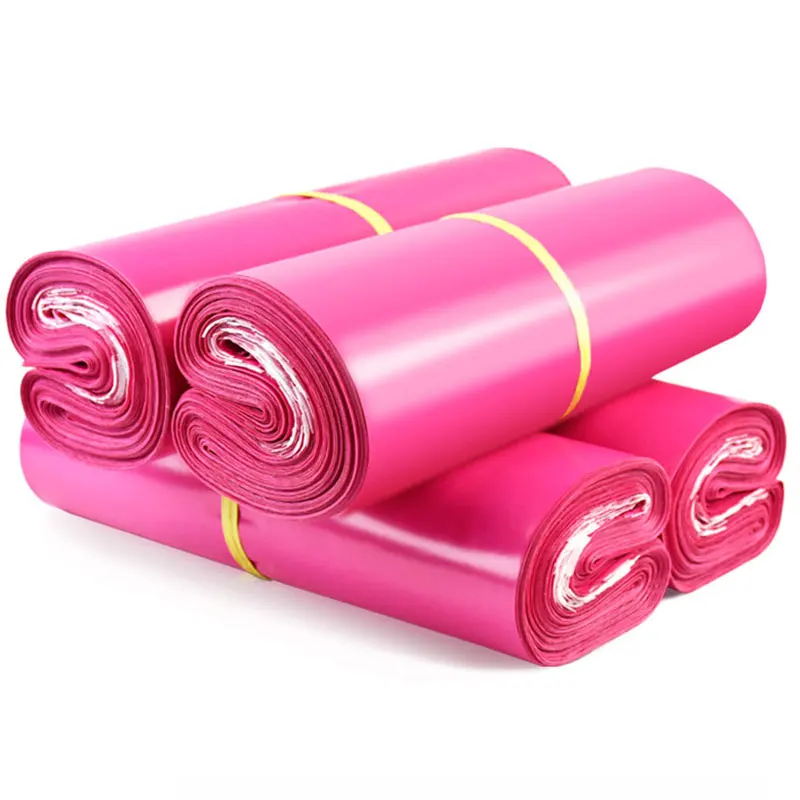 50Pcs Rose Logistics Clothing Mailer Postal Bags Custom LOGO PE Envelope Courier Storage Bags Shipping Packaging Delivery Bag
