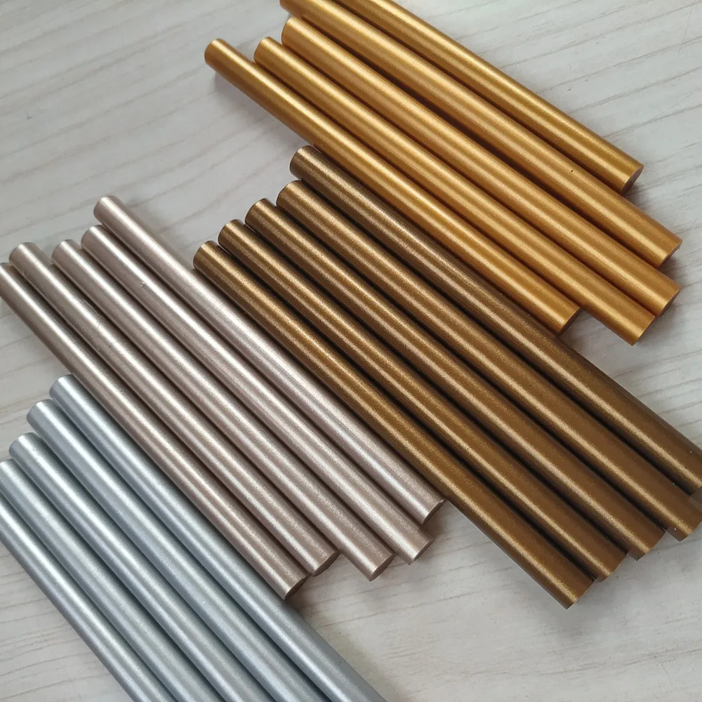 Imagem -02 - Metal Antigo Cola Quente Barras de Silicone para Arma Dourado Prateado Champanhe Bronze Cola Quente Faça Você Mesmo Selo de Cera 20 Peças Lote Cor de