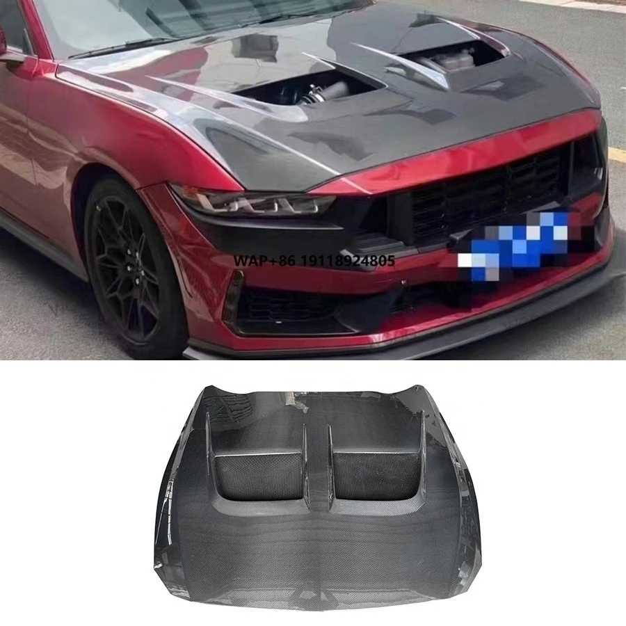 

For Mustang 2024+ GT Dark Horse S650 GTD Style Carbon Fiber Front Hood Bonnet Engine Cover Car Bodykit