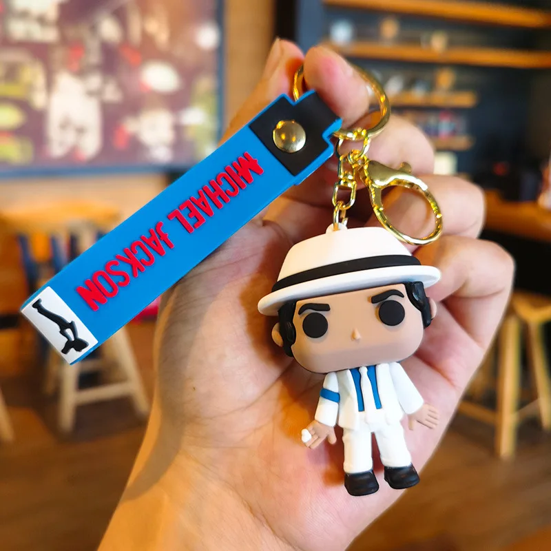 4 Styles King of Dance Jackson Keychain Classic Singer Key Ring Holder Pendant Key Chains Michael Jackson Men's and Women's Gift view 2