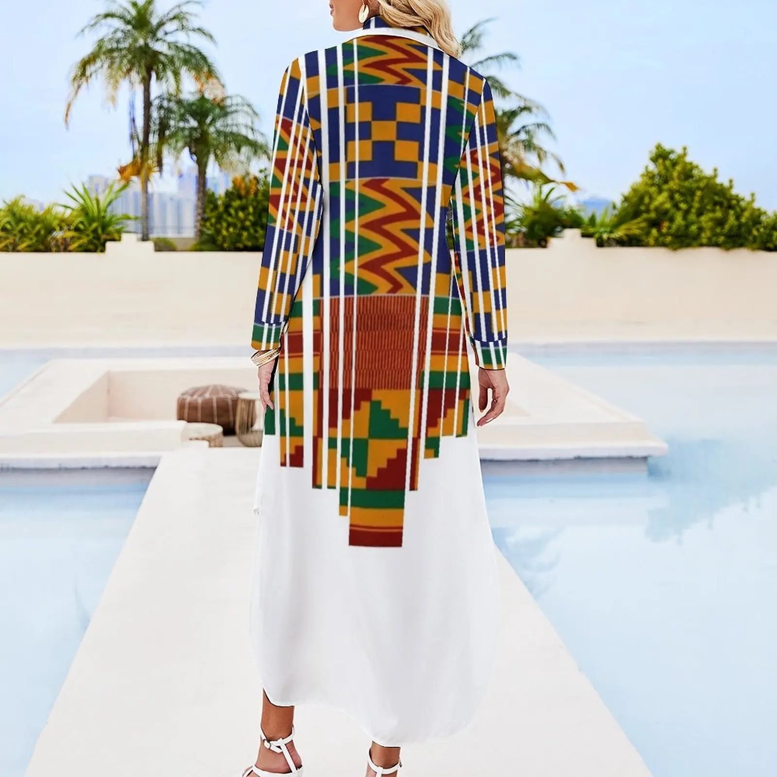 Design kente. Robe chemise à manches longues pour femmes, imprimé africain, vêtements africains, robes de soirée élégantes, jupe d'été