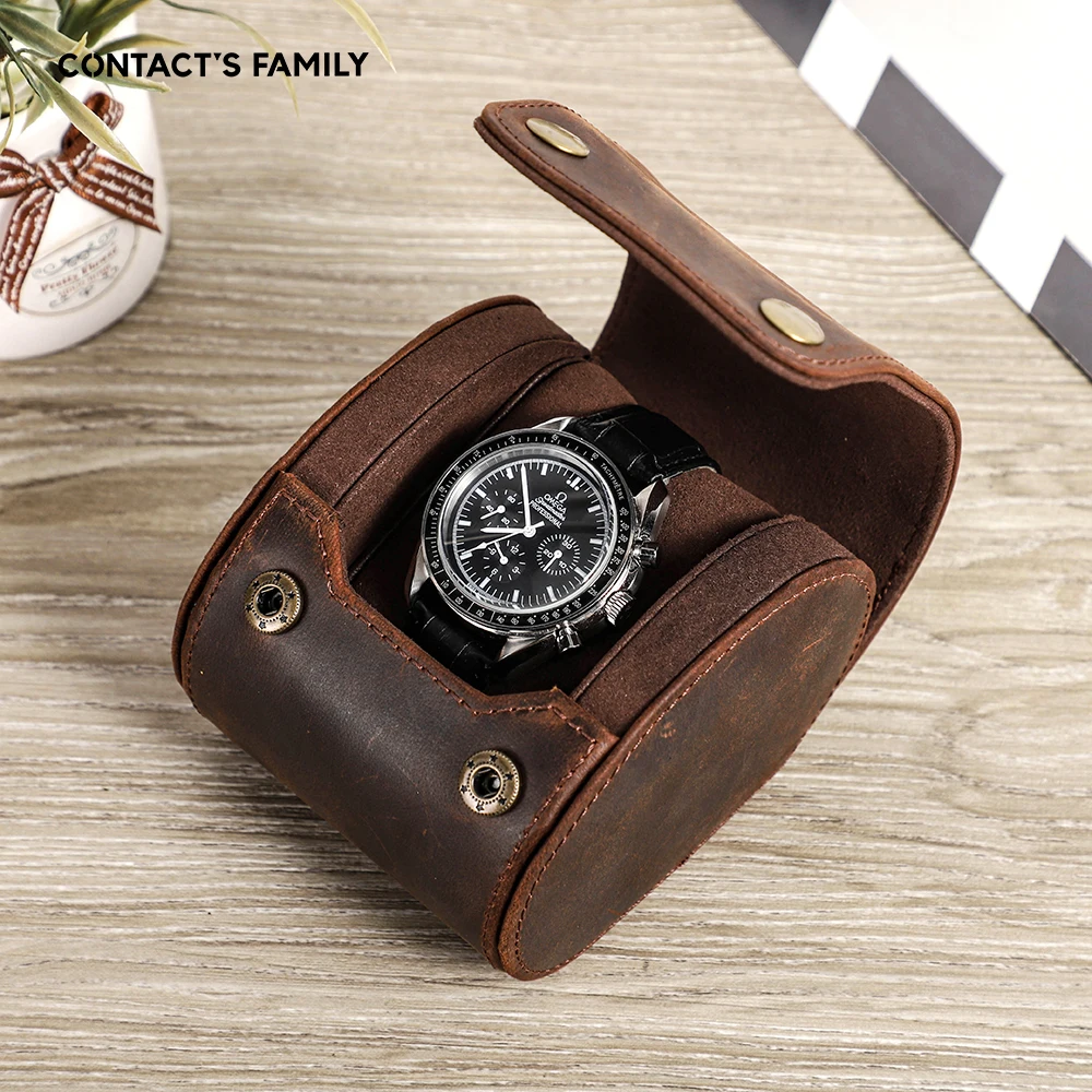 Luxury Watch Roll Case Display Watch Box Crazy Horse Leather Travel Portable Wrist watch Jewelry Storage Organizer Gift Box