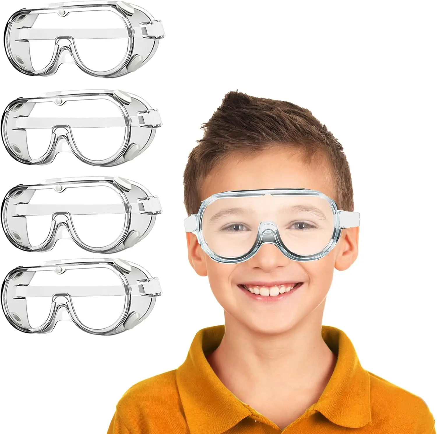 

8 Pack Safety Goggles - Lightweight Polycarbonate Lenses, PVC Frame for Eye Protection