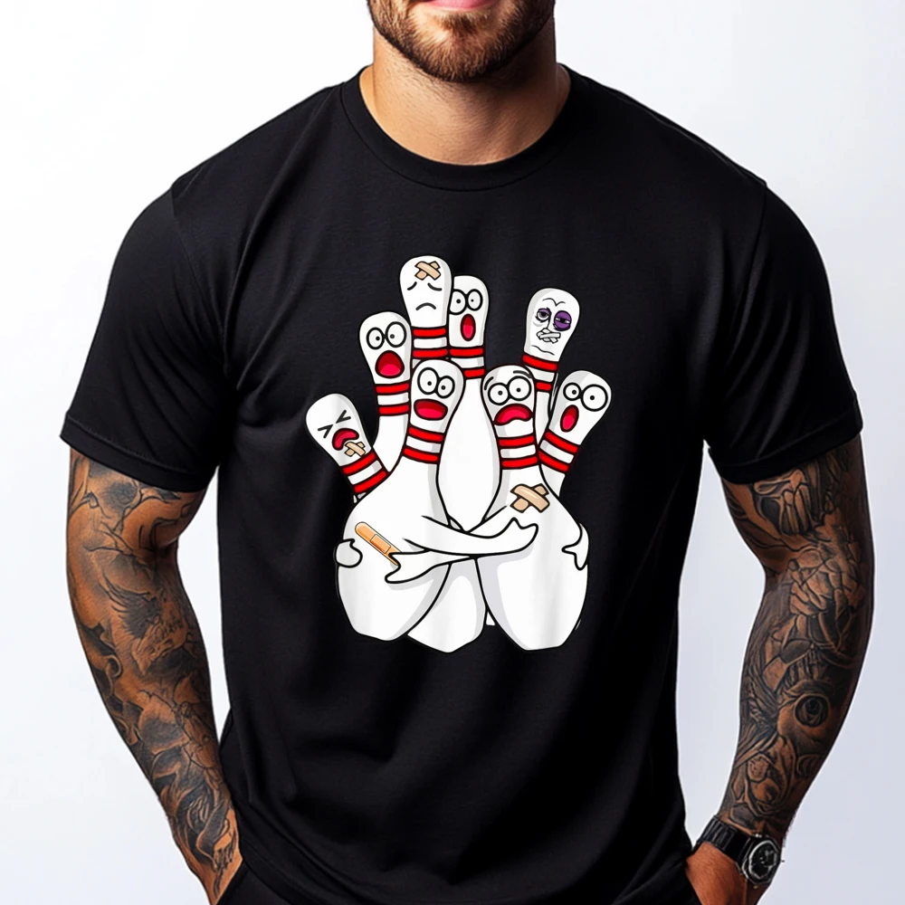 Cartoon Bowling Scared Bowling Pins Funny Sport Bowler Free Shippping Items Lowest Prices Men's Clothing Group