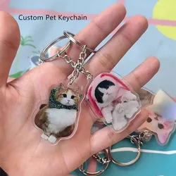 Custom Pet Photo Personal Keychain Customized Clear Acrylic Key Chain Design Making Cute Keyring Goods Made
