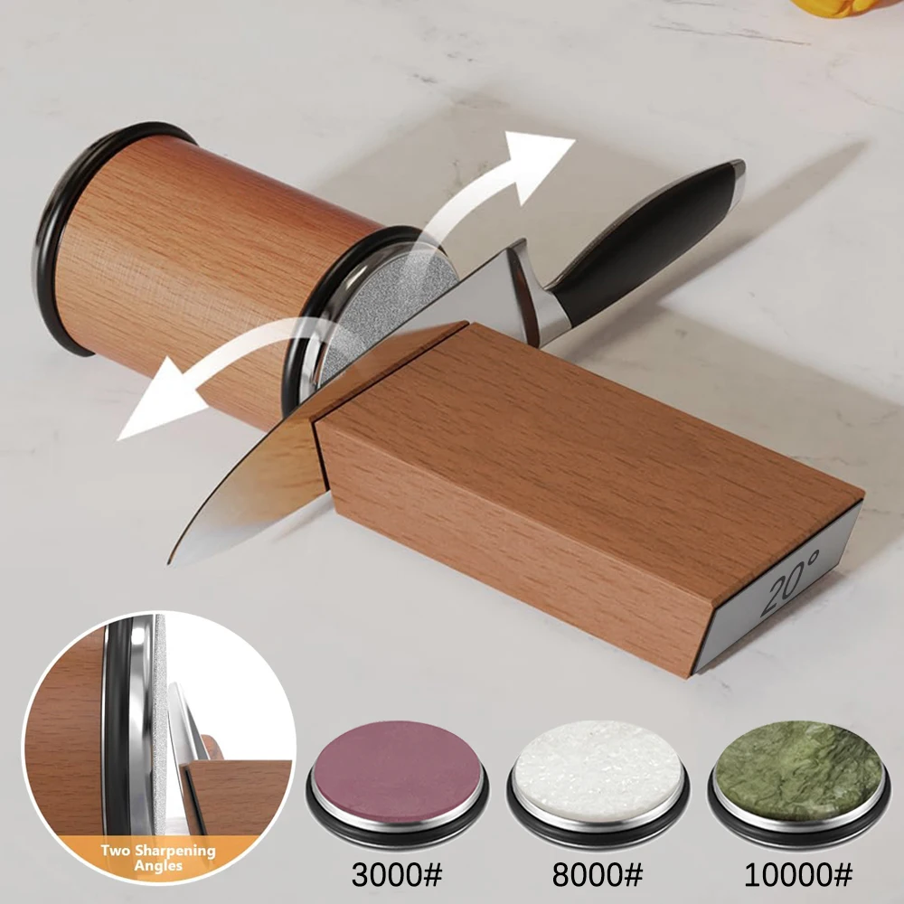 Rolling Knife Sharpener Magnetic Knife Holder Diamond Sharpening Stone with 15 and 20 Degrees Angle Roller Kitchen Accessory set
