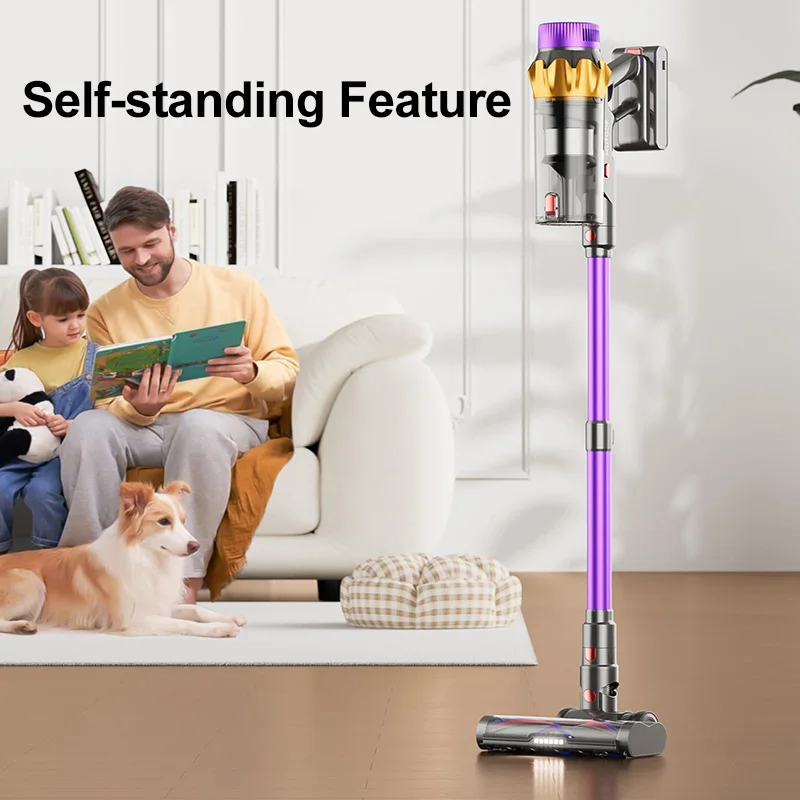 ハンドヘルド掃除機 45KPa 550W ブラシレスモーター LED タッチスクリーン、取り外し可能なバッテリー、家庭用ペットクリーン用コードレススティック掃除機