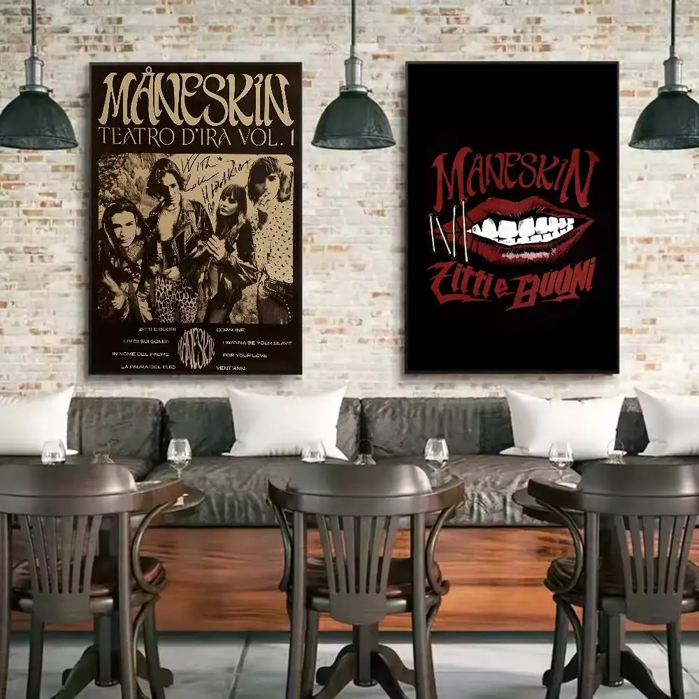 M-Maneskin D-Damiano David Band Poster HD Art Sticky Wall Waterproof Home Living Room Bedroom Bar Aesthetic Decoration