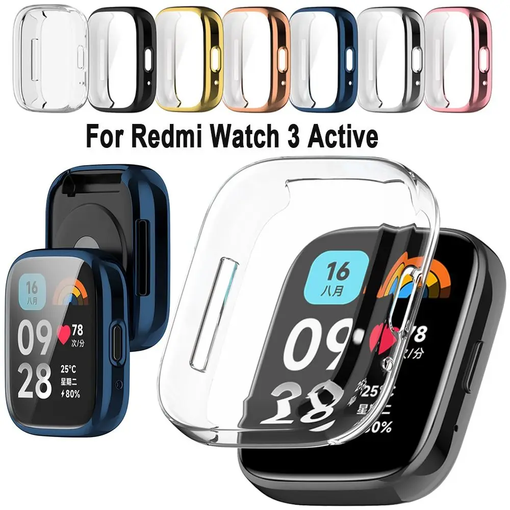 Capa completa TPU Smart Watchband, protetor de tela, acessórios para choques, escudo protetor, Redmi Watch 3 Active, alta qualidade, novo