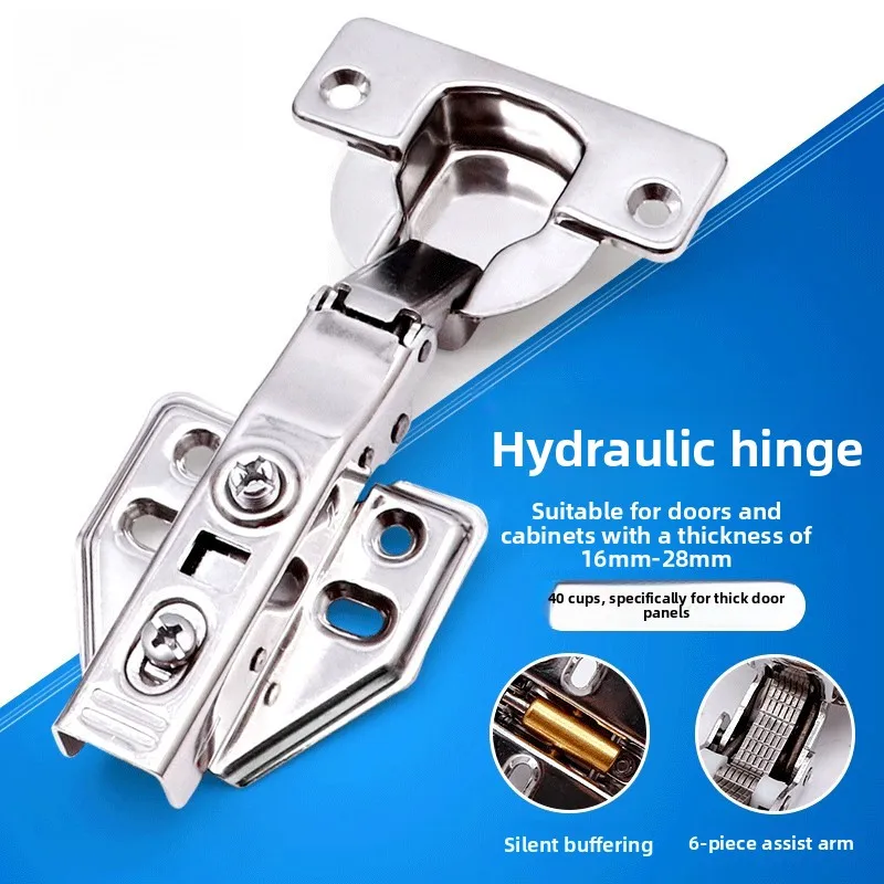 Stainless Steel Hydraulic Buffer Hinge, Spring Soft Close Hardware Cabinet Wardrobe Cupboard Door Fitting