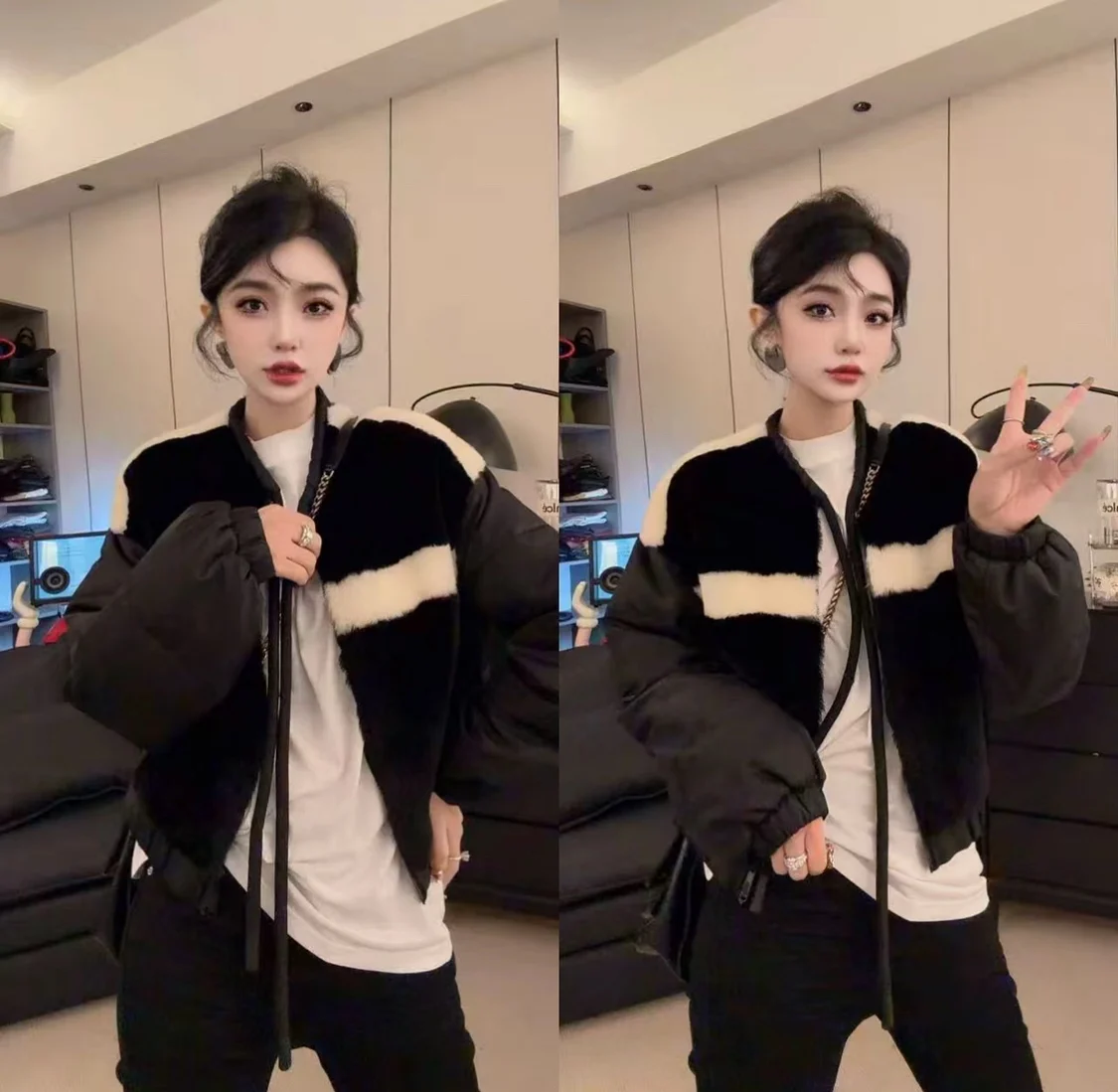 

Зимняя утепленная повседневная свободная однотонная универсальная верхняя одежда модного дизайна, женская куртка 2025 года, новинка, европейские товары