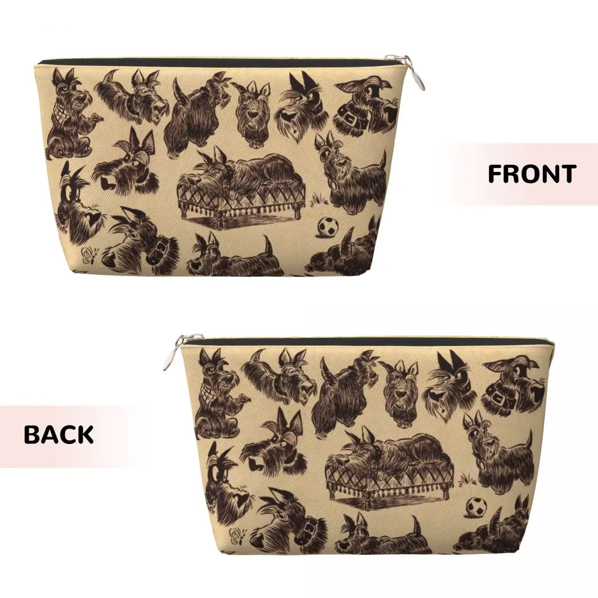 Custom Vintage Scottie Dog Makeup Bag for Women Travel Cosmetic Organizer Fashion Scottish Terrier Storage Toiletry Bags