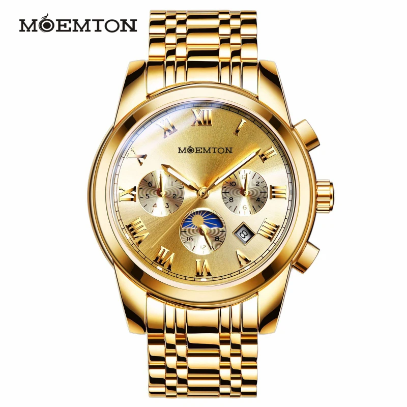 

MOEMTON Original Men's Watch Stainless Steel Automatic Mechanical Watches Sports Watchs 3Bar Waterproof