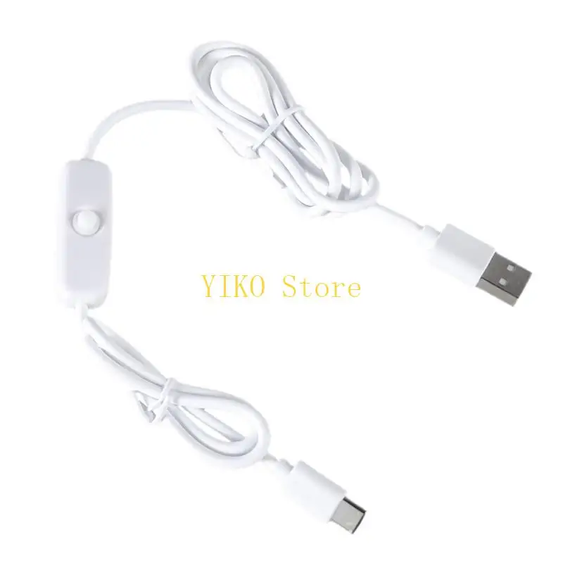 K32C Switching Control Charging Cord USB to Type C Power Cable 5V3A Power Supply for Desk Lamp Fan Various Type C Devices