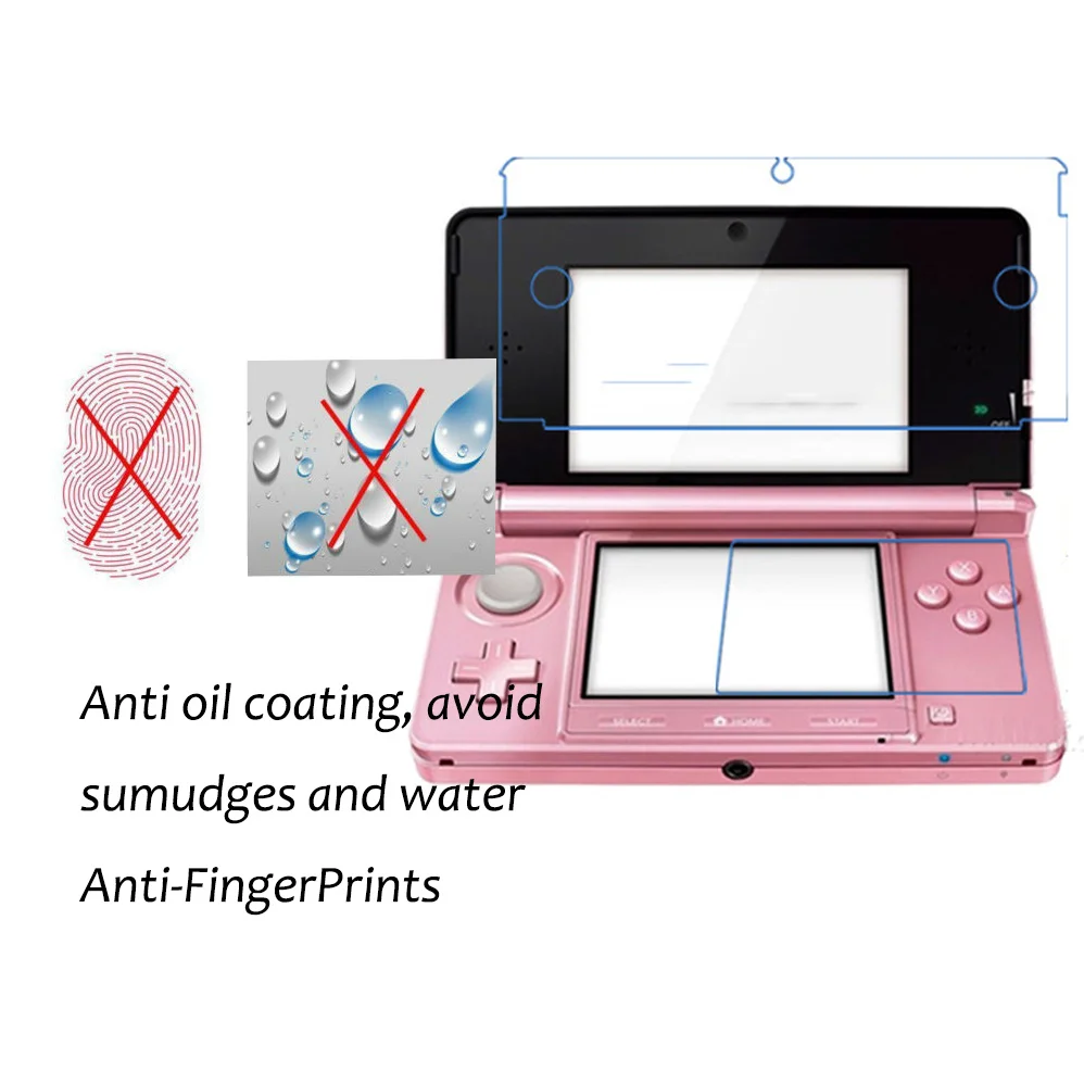 Protector de pantalla a prueba de explosiones para consola de juegos Nintendo 3DS HD Clear PET, película protectora de pantalla a prueba de agua, no vidrio, 2 piezas