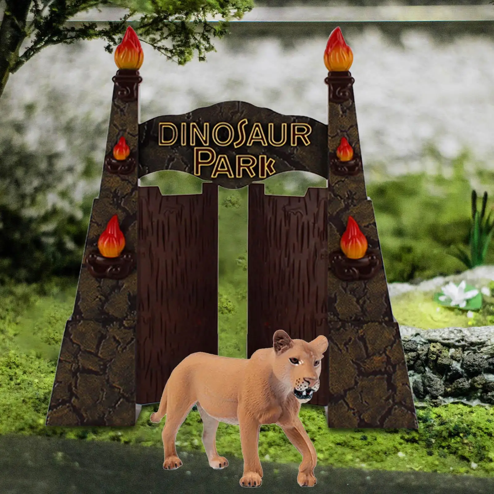 Dinosaur Park Fittings Decoration Backdrop Gift Sculpture Simulation Model DIY Gate Frame for Kids Birthday Adventure Party