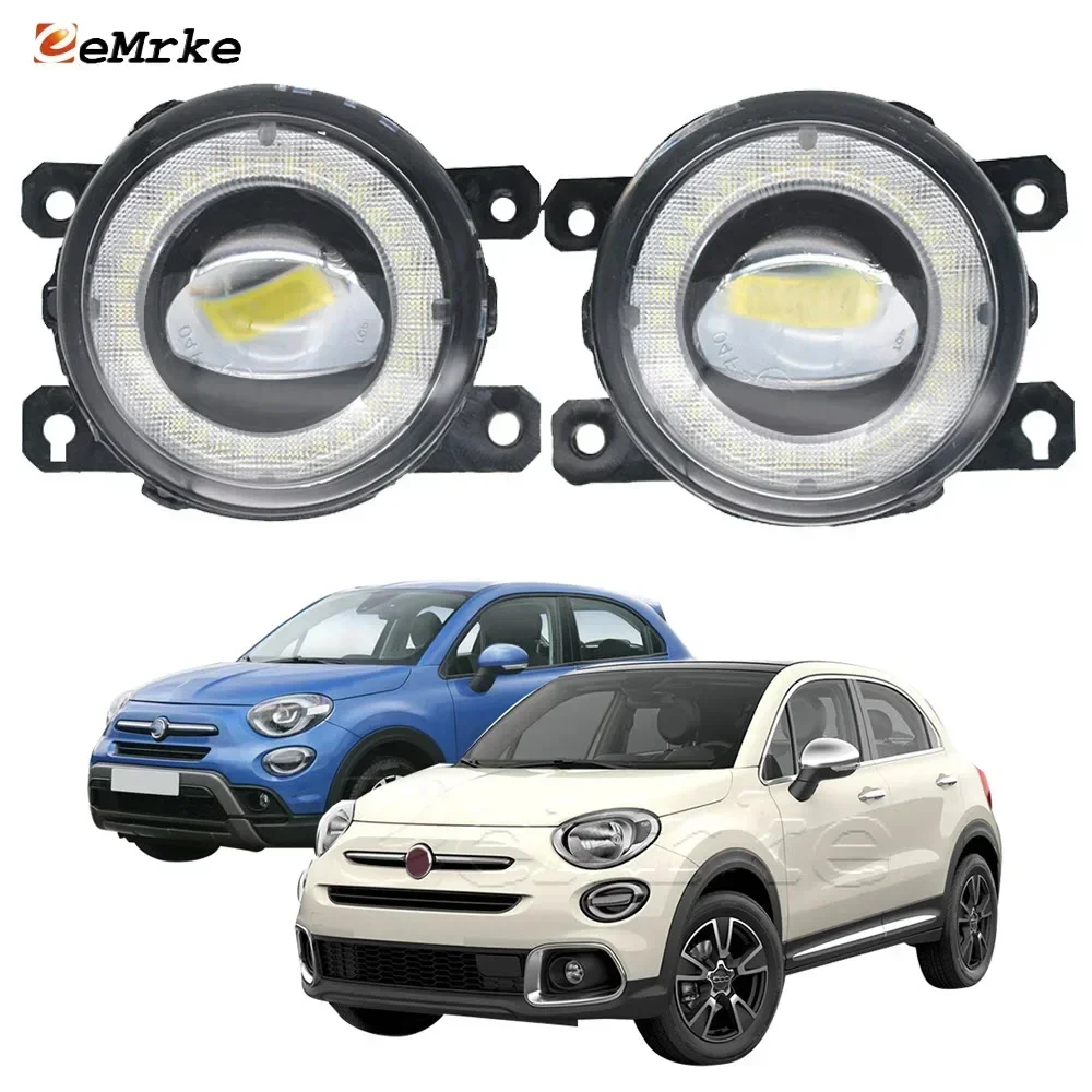 

2 Pieces Car Lens LED Fog Lights Angel Eye DRL Daytime Runinng Light lamp for Fiat 500X Cross (334) Facelift 2018 2019 2020 2021