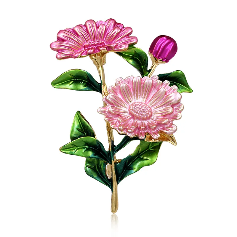 New Enamel Tulip Chrysanthemum Rose Sunflower Flower Brooch for Women Elegant Fashion Classic Flower Weddings Party Brooch Pins