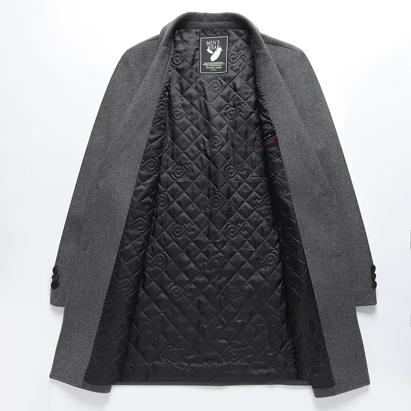 England Style Men Cashmere Wool Blend Overcoat Gray Camel Black Nothced Collar Design Sheep Woolen Basic Coat Elegant Outfits