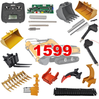 HUINA 1/14 1599 599 24CH Excavator Radio Receiver Gearbox Metal Push Rod Bucket Track Metal Stopper Rotating Tooth Box Toy Parts