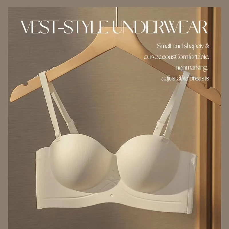 Women\'s Bra Half Cup Push Up Small Breasts Show Bigger Side Breasts Seamless Sling Bra No Wires Sexy Sling Bra