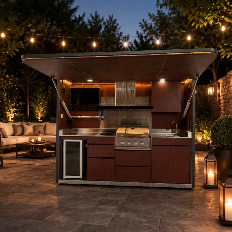 Custom modular sink drawer kitchen, weatherproof stainless steel island clubhouse courtyard outdoor kitchen