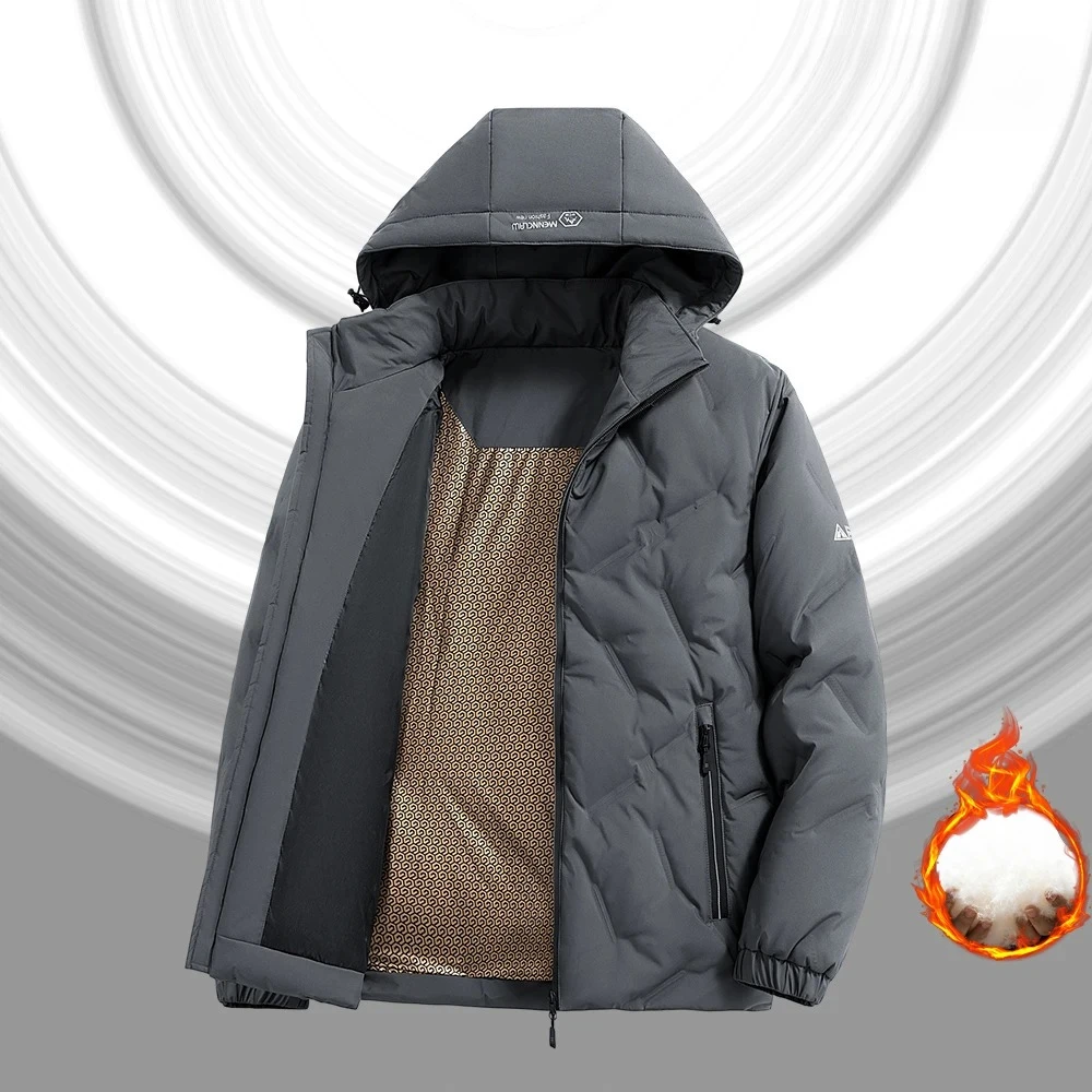 Outdoor Water-Resistant Down Jacket Men Winter Windproof Warm White Duck Down Parka Coat Men's Trendy Casual Wear Heated Parkas