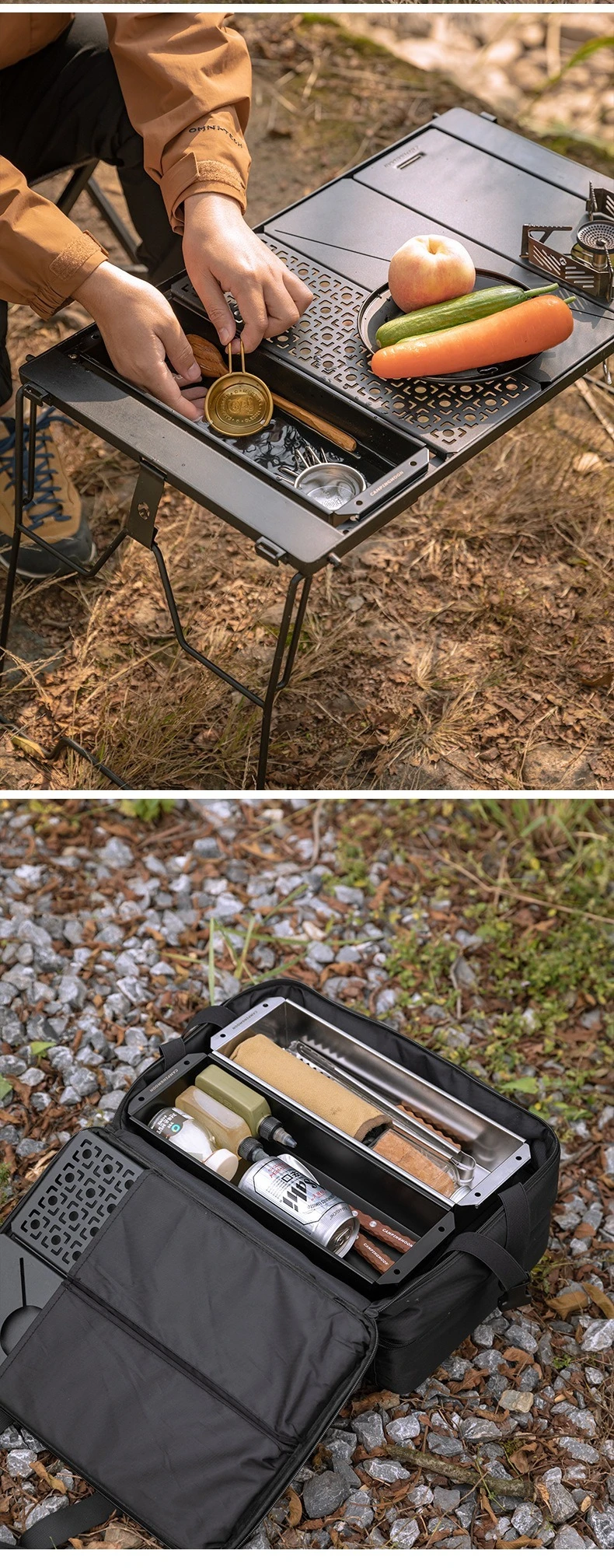 CAMPINGMOON CK-11 Outdoor Camping Reise Picknick Besteck Utensil Edelstahl Lebensmittelbehälter Gemüsebox – Detail 11