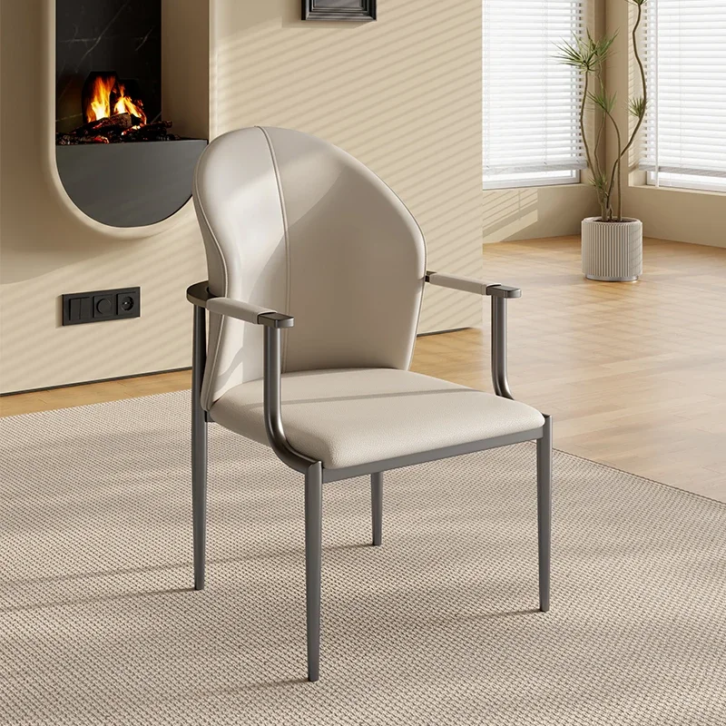 

Light luxury leather tea table chair dining chair leisure master chair premium backrest stool coffee mahjong hotel computer