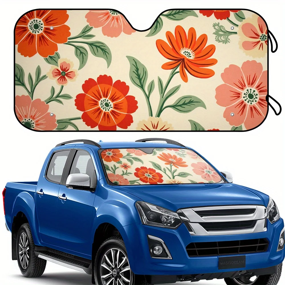 

1 шт., автомобильный солнцезащитный козырек, УФ-защита, винтажный оранжевый, с цветочным принтом, солнцезащитный козырек, лобовое стекло автомобиля для автомобиля, внедорожника с аксессуарами