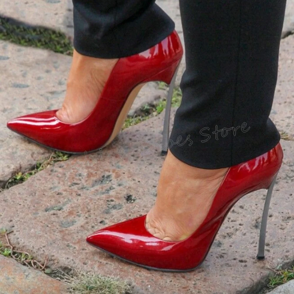 

Red Pointed Toe Patent leather Pumps Stilettos High Heels High Heel Shoes for Women Fashion Heels 2025 New Zapatos Para Mujere