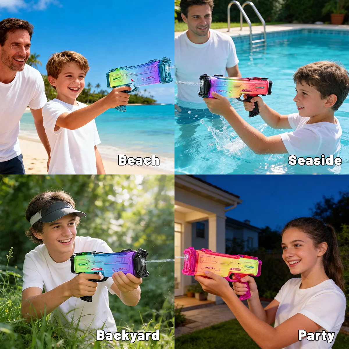 led-電動水鉄砲おもちゃ自動射撃水ピストルスプレーブラスター屋外夏プールビーチおもちゃ大人の男の子のギフト用