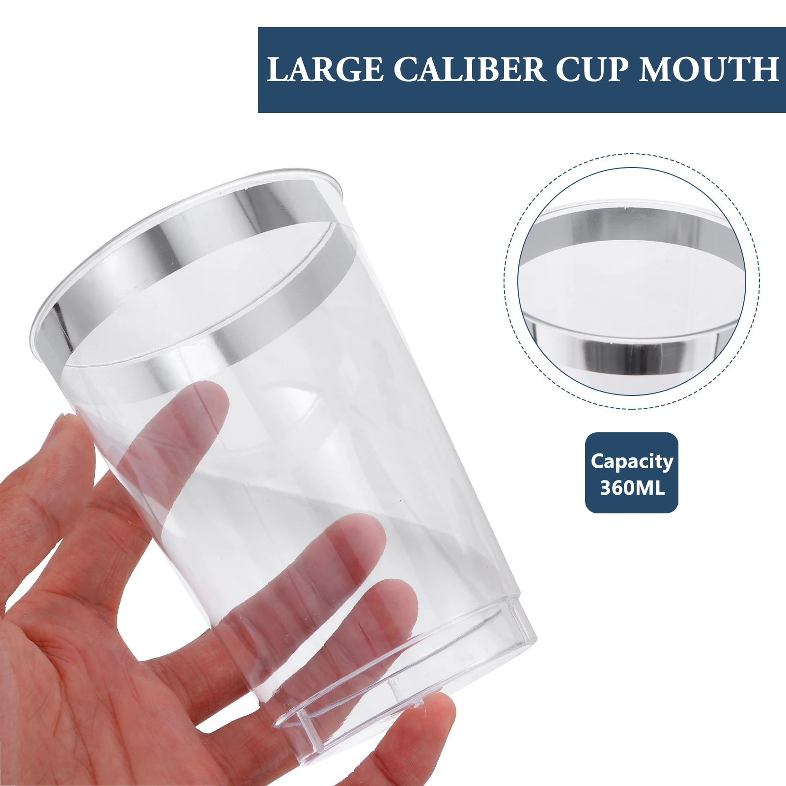 

10pcs 360Ml Disposable Plastic Clear Ice Cream Cups For Party Food Grade Large Caliber Rimmed Drinking Cups Cold Hot Water