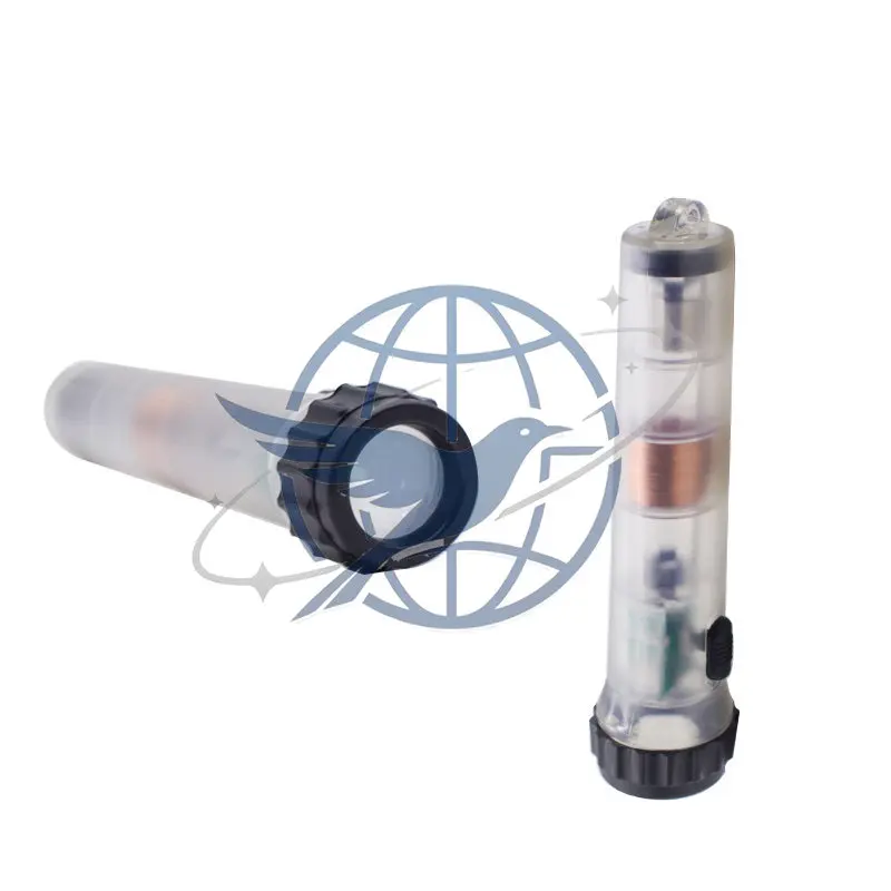Self-generated Transparent Emergency Fluorescent Torch Flashlight Hand-cranked Charging Far-pull Flashlight Strong Magnet